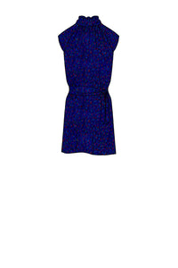 Silk Satin_Flecked Sapphire_Cap sleeve_Short length