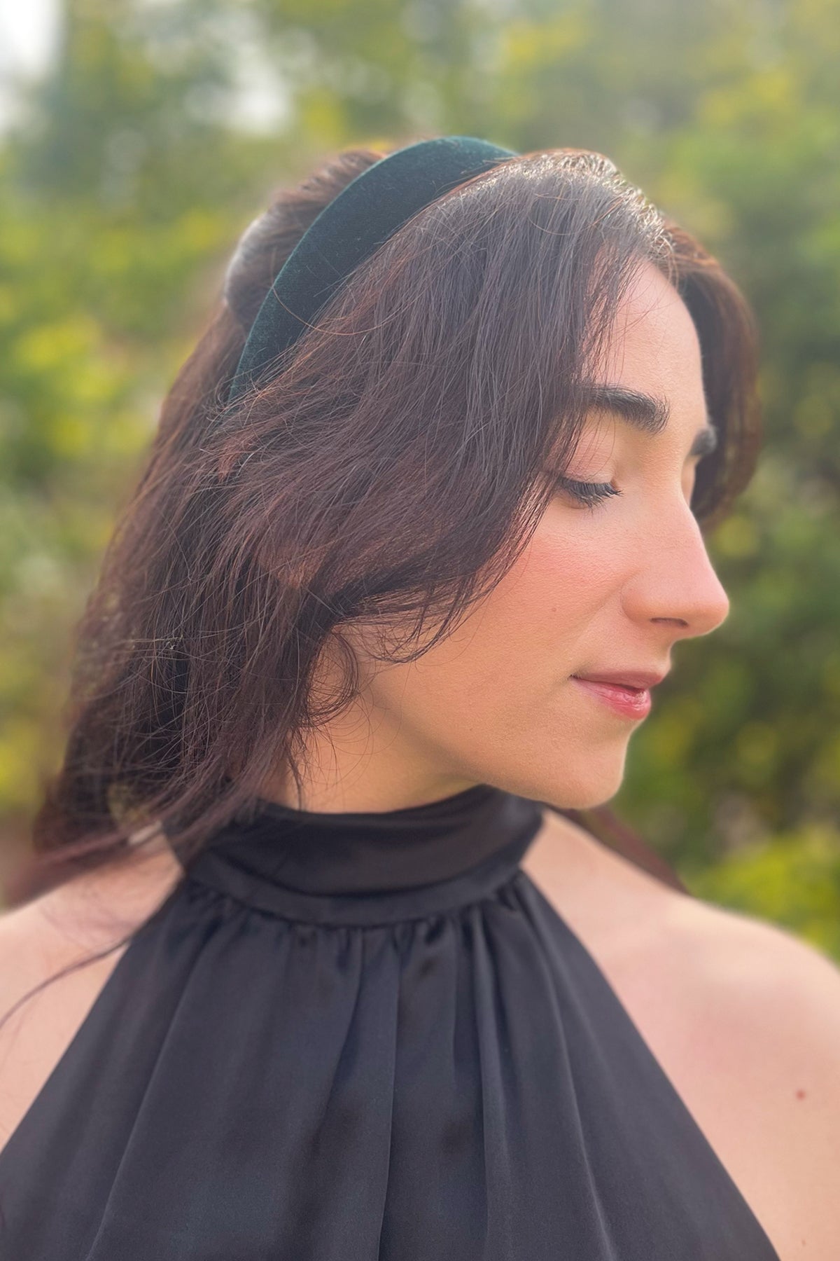 Green velvet headband