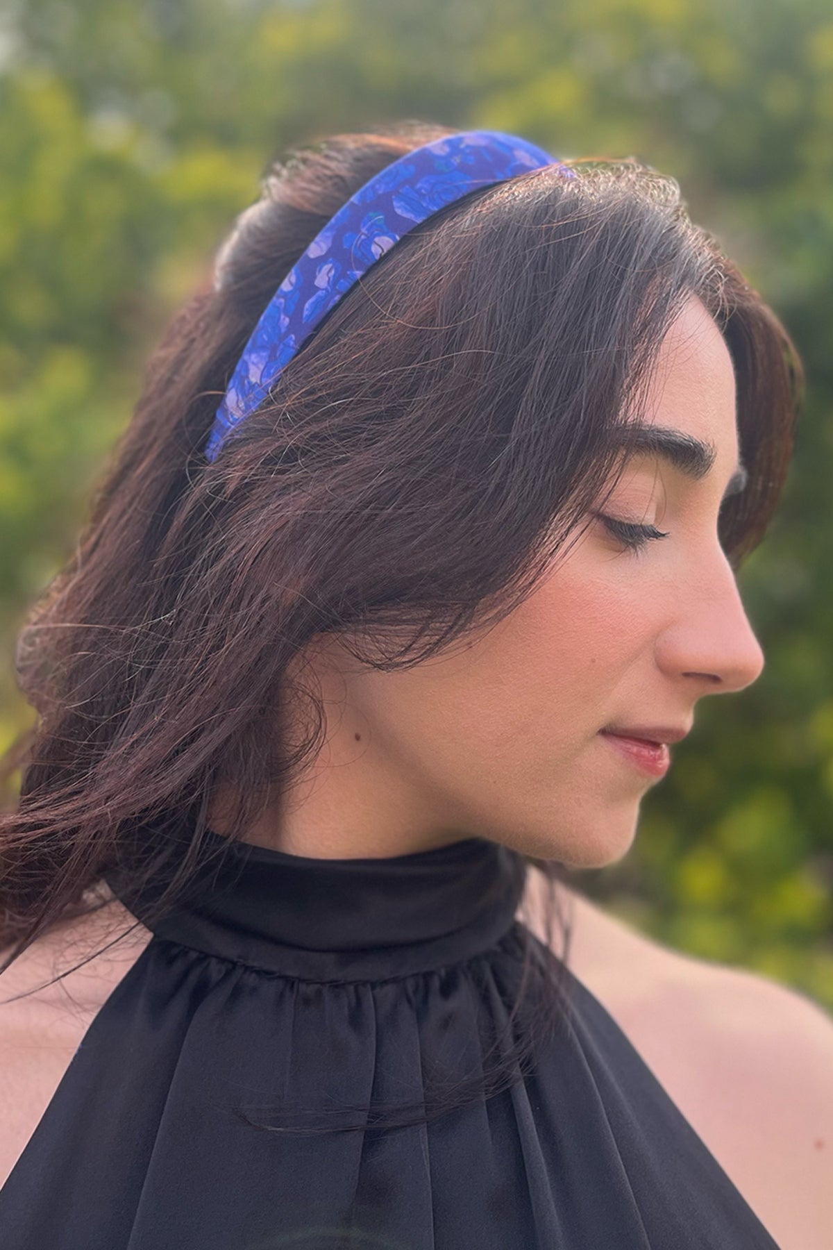 Indigo Iris silk satin headband
