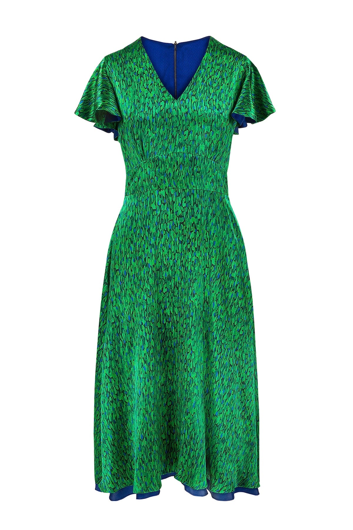 Reversible Chloe Silk Satin Dress Flecked Emerald front view