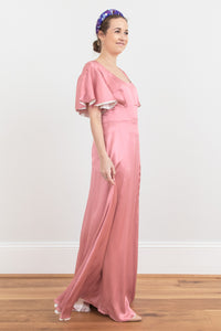 REVERSIBLE Katrina Silk Dress - Ivory/Dusty Pink
