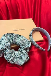 a gift box featuring a lawn magic small headband and scrunchie
