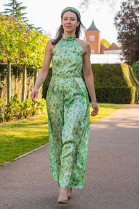 Luna silk satin jumpsuit walking