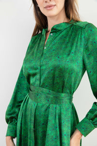 Mara Silk Satin Dress - Emerald Murals