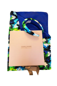 REVERSIBLE Miami Splash/Cobalt Silk Scarf & Padded Headband Gift Box