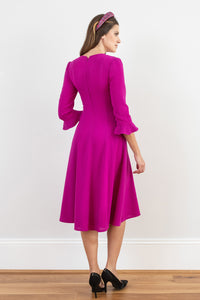 Ophilia Italian Wool Crepe Dress - Magenta