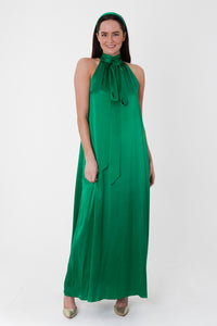 Patricia Silk Satin Dress - Emerald