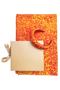 Orange printed Pixelated Afterglow scarf and padded headband gift box