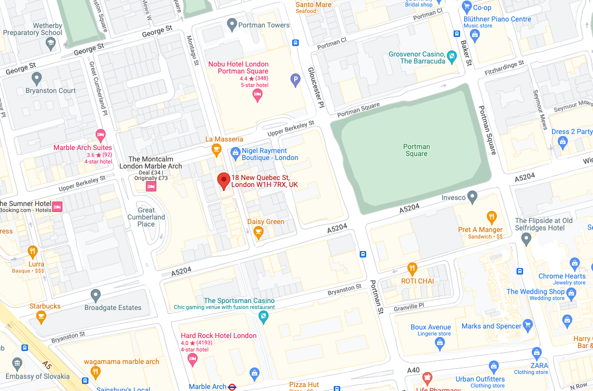 a map showing where the Isabel Manns boutique is in London