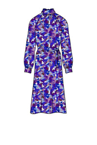 Silk Satin_Violet Marinace_Long sleeve_Midi length