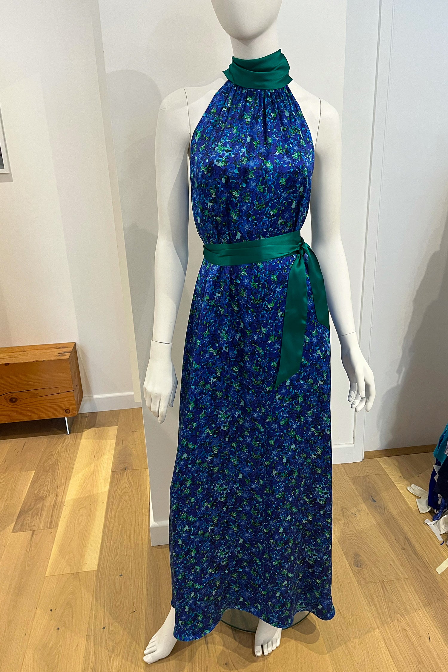 A customised signature Reversible Patricia halter neck dress by Isabel Manns in a customers chosen colours