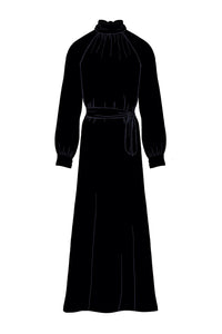 Silk Satin_Black_Long sleeve_Full length