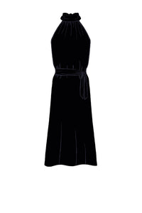 Silk Satin_Black_Sleeveless_Midi length