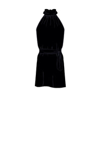 Silk Satin_Black_Sleeveless_Short length