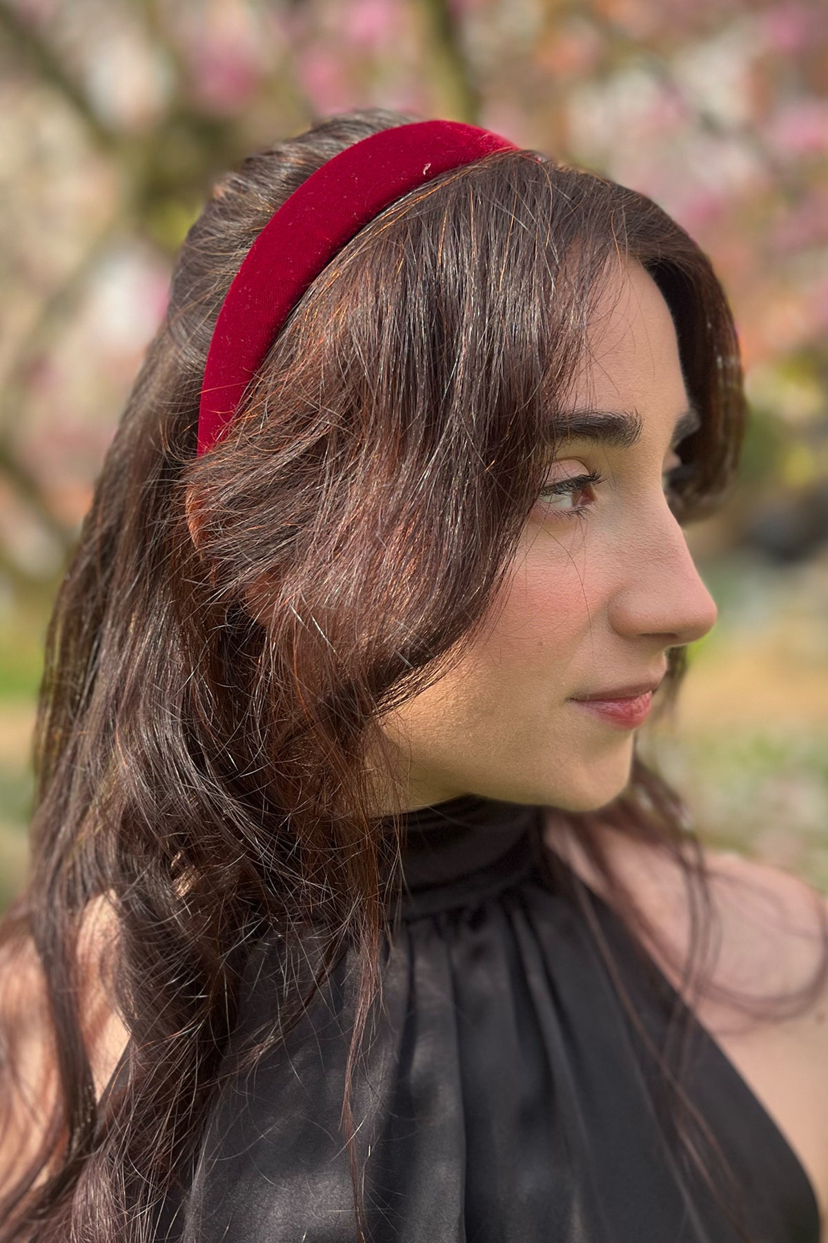 burgundy velvet small headband