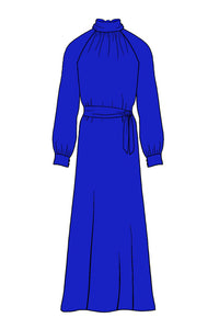 Silk Satin_Cobalt_Long sleeve_Full length