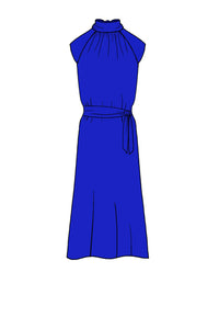 Silk Satin_Cobalt_Cap sleeve_Midi length