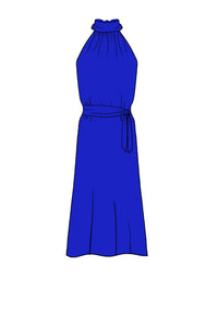 Silk Satin_Cobalt_Sleeveless_Midi length