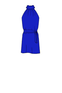 Silk Satin_Cobalt_Sleeveless_Short length