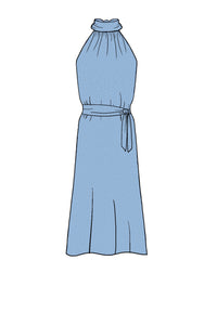 Silk Satin_Dusty Blue_Sleeveless_Midi length