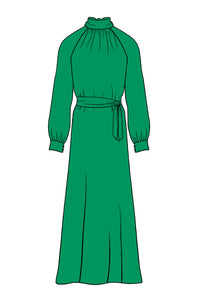 Silk Satin_Emerald_Long sleeve_Full length