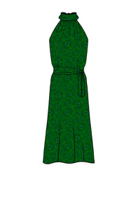 Silk Satin_Emerald Murals_Sleeveless_Midi length