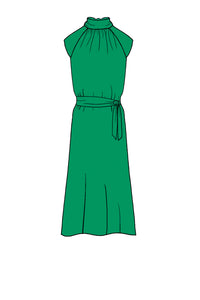 Silk Satin_Emerald_Cap sleeve_Midi length