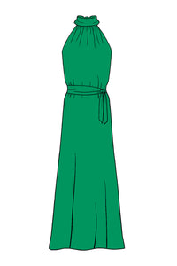 Silk Satin_Emerald_Sleeveless_Full length