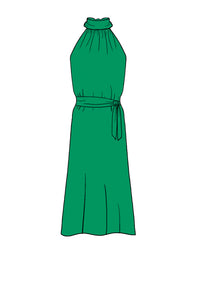 Silk Satin_Emerald_Sleeveless_Midi length