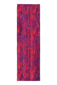 a mixed red, pink and burgundy printed silk satin scarf cut out image