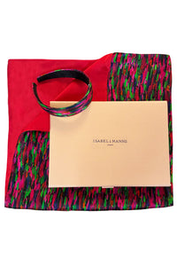 REVERSIBLE Floating Vision Silk Scarf/Raspberry Pink & Headband Small Gift Box