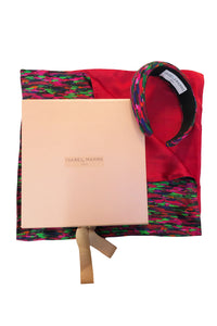 REVERSIBLE Floating Vision Silk Scarf/Raspberry Pink & Padded Headband Gift Box