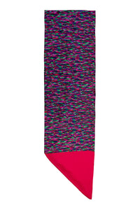 Long reversible silk satin scarf in pink dotted print and raspberry pink.