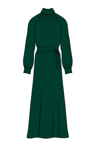 Silk Satin_Forest Green_Long sleeve_Full length