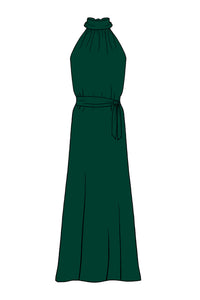 Silk Satin_Forest Green_Sleeveless_Full length