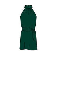 Silk Satin_Forest Green_Sleeveless_Short length