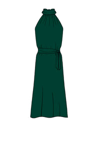 Silk Satin_Forest Green_Sleeveless_Midi length