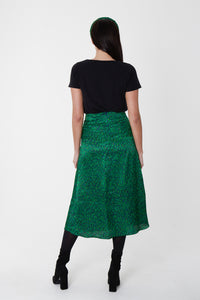 Jessica Silk Satin Skirt - Flecked Emerald