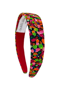 Bold and vibrant silk printed headband that is sustainably made in the UK