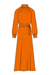 Silk Satin_Orange_Long sleeve_Full length