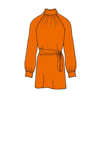 Silk Satin_Orange_Long sleeve_Short length