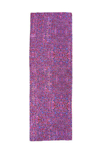 Long reversible silk satin scarf in pink and purple dotted print.
