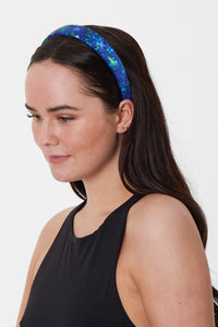 REVERSIBLE Aqua Flora/Cobalt Scarf & Headband Small Gift Box