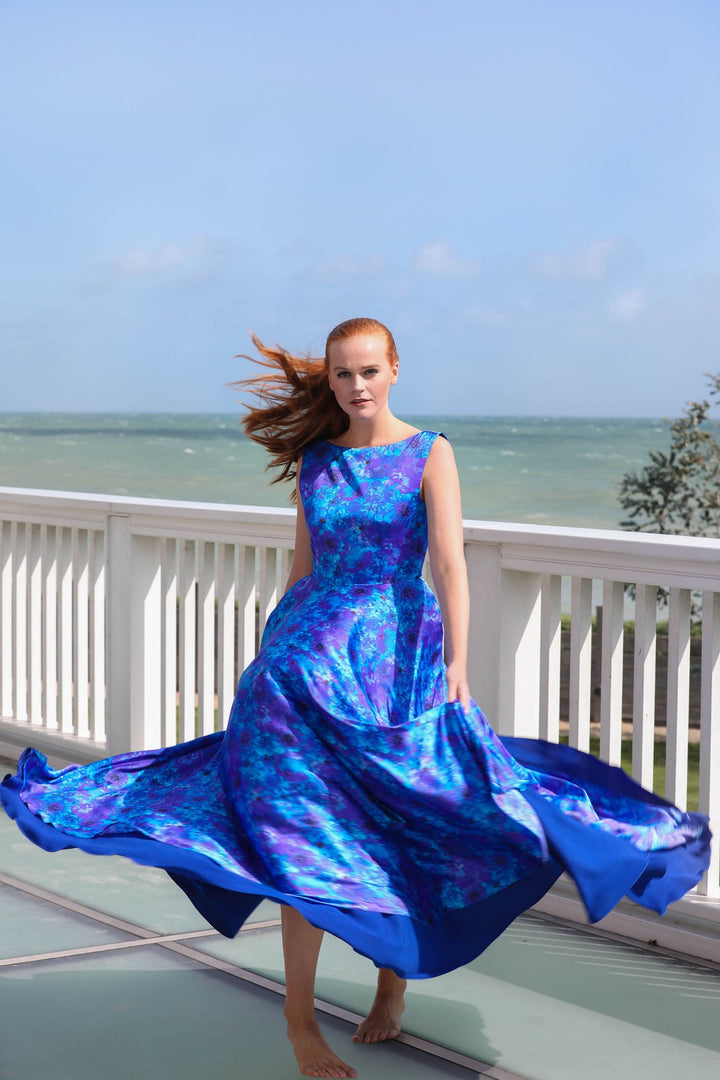 chinese dress ladies Pure Silk Sleeveless U Neck Midi Dress – UK-SILKSILKY