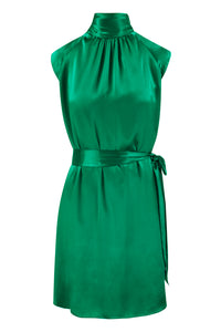 Evie Silk Satin Dress - Emerald