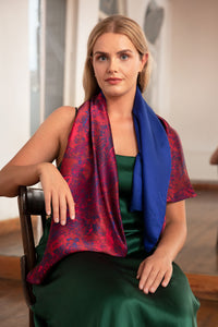 REVERSIBLE Fire Ocean/Cobalt Scarf and Padded Headband Gift Box