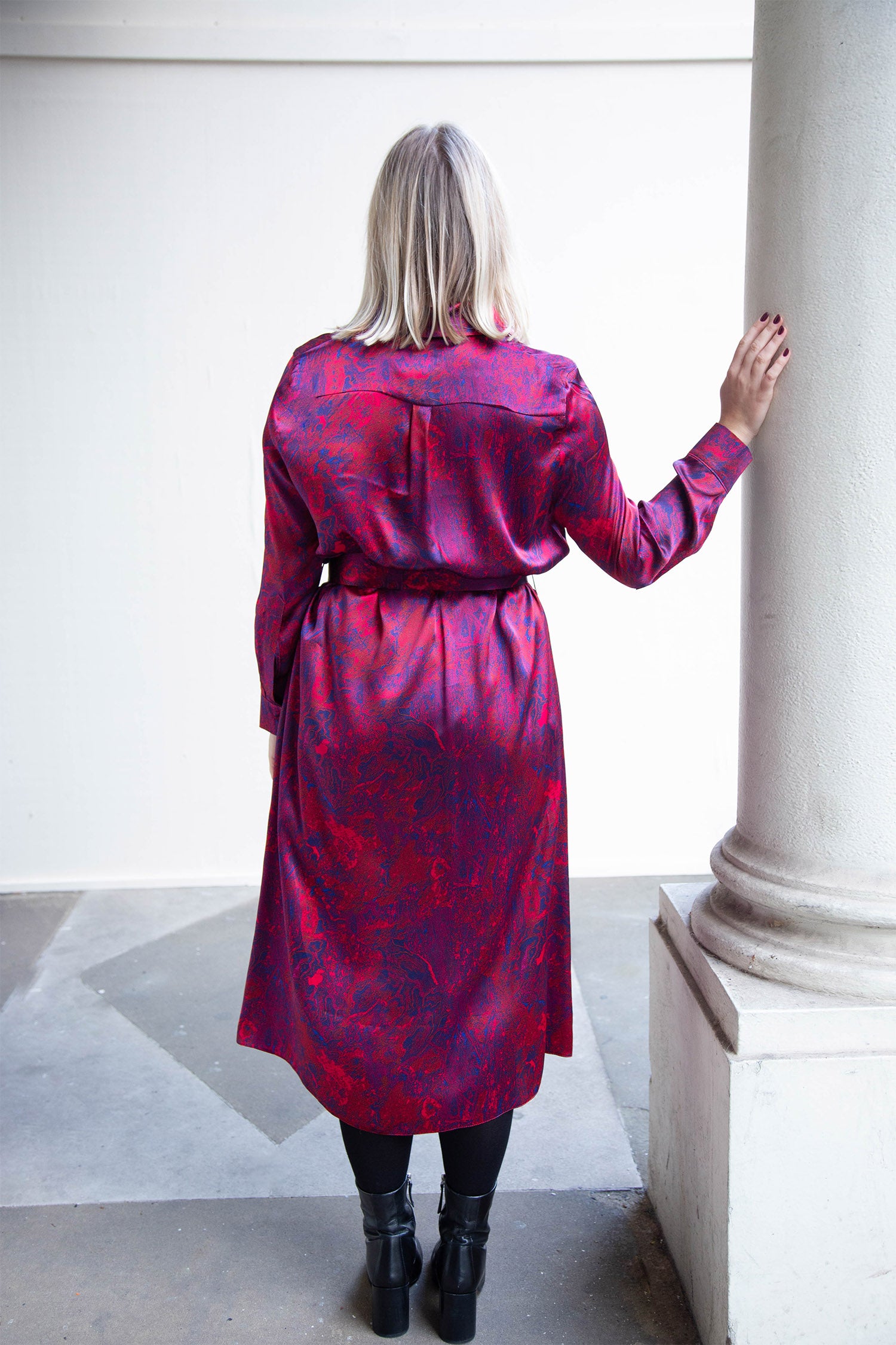 esme shirt dress Esme Silk Satin Shirt Dress Fire Ocean Isabel Manns