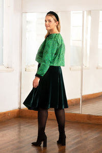 Lizzy Green Velvet Skirt