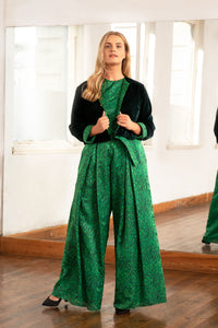 REVERSIBLE Amanda Jacket - Flecked Emerald/Green Velvet