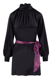 REVERSIBLE Lexi Short Silk Satin Dress - Violet Dream/Black